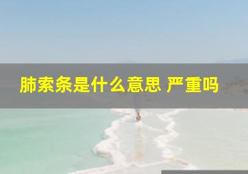 肺索条是什么意思 严重吗